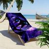 Black Cat In Lavender Field Design Beach Towel Quick-drying for Travel Outdoor Sports Jogging Beach and Swimming