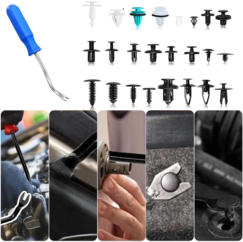 AOLYGEI Automotive Fender Bumper 821 24 Universal Car Trim Rivet Panel Removal Universal Fit for and Includes Storage C140 Clips, Push-in, Pieces,