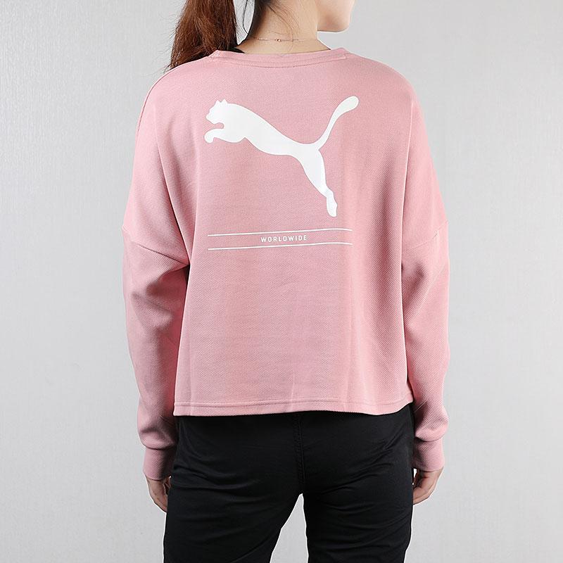 Puma Casual Sport Letter Print Crew Neck Long Sleeve Sweatshirt Jacket Women Tops Blush-Pink 581069-14
