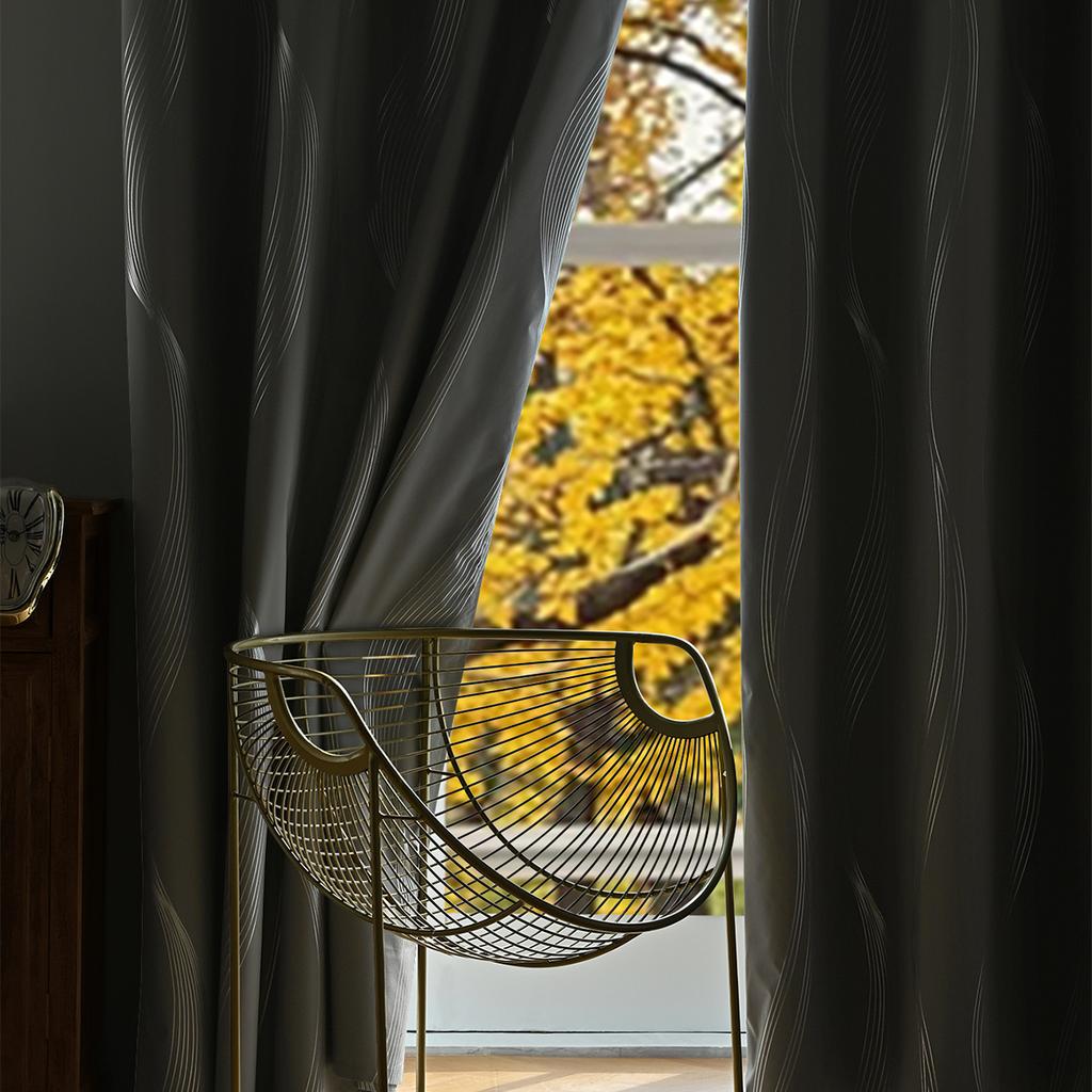 Printed Luxury Curtain 1PC With Gold Foil For Living Room Windows Print Room Darkening For Living Room Decor