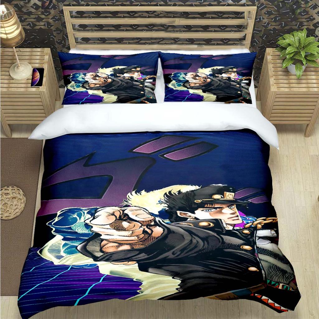Beliebte Cartoon J-Jojo’S Bizarre Adventureprint Bettwäschesets Bettzubehörset Bettdeckenset Teenager Mädchen Einzelbett Einzelbett Kindergeschenk