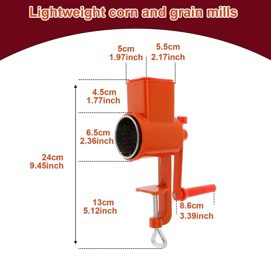 Hand Crank Grain Mill with Table Clamp Rustproof Manual Food Grinder with Blades for Home Kitchen Commercial Grinding Nut