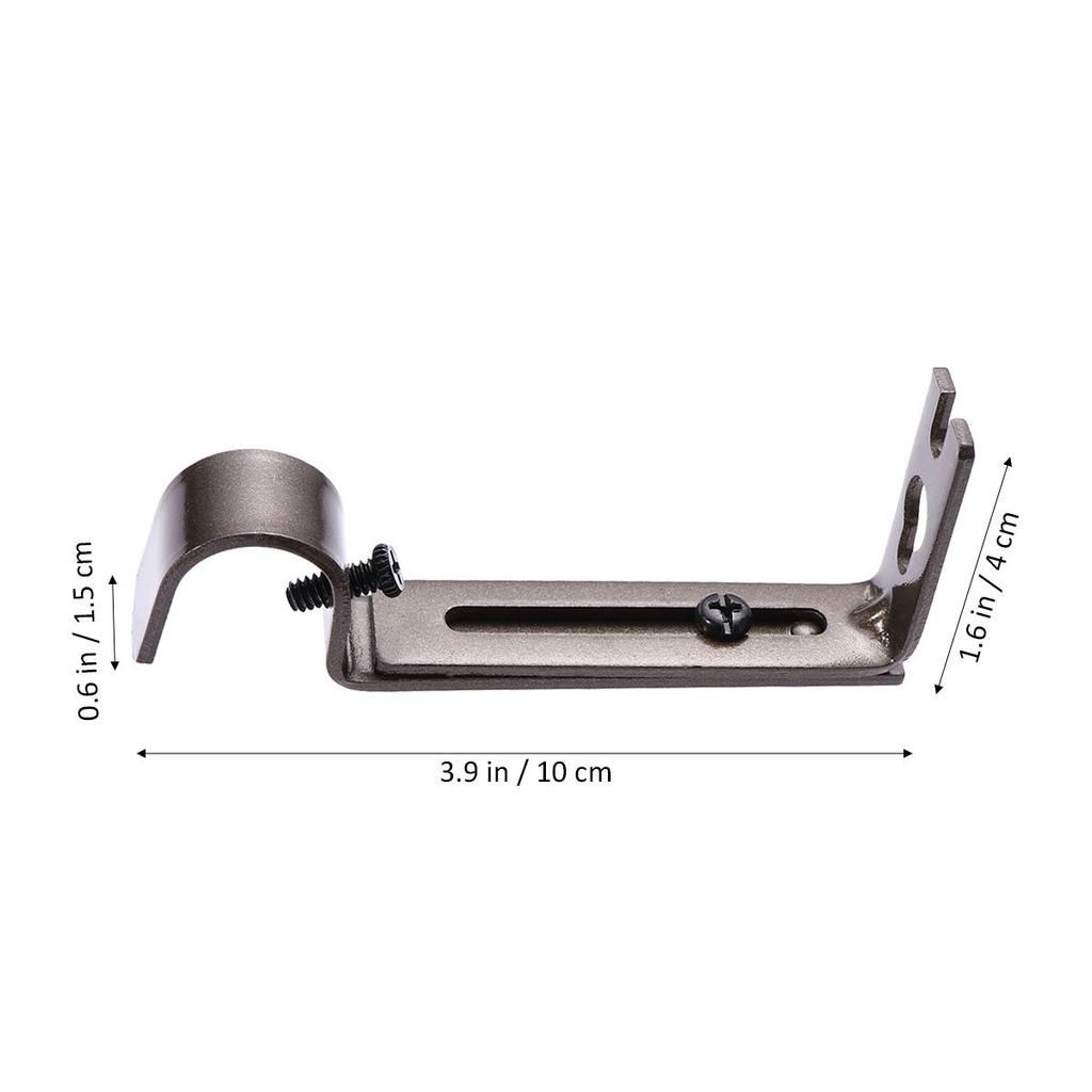 2Pcs Curtain Rod Brackets Adjustable Iron Curtain Holder for Home Window Drapery Rod Pole Mounting Holder Coffee Color