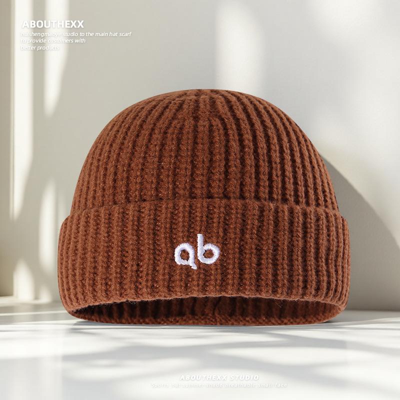 

Осень и Зима Новые Шерстяные Шапки для Женщин Корейская Версия Универсальные Вязаные Шапки Теплые и Защищающие Уши Маленькие Шапки-Дыньки для Мужчин Модные M（56-58cm）