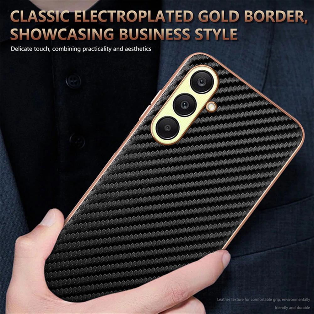 AZNS For Samsung Galaxy A57 5G Case Electroplating Carbon Fiber Texture PU + TPU Phone Cover