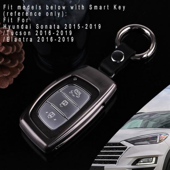 For Hyundai Tucson 2016- Metal Grey Car Key Case Fob Cover Keychain
