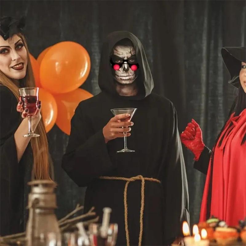 Rote Brillen - Leuchtende gruselige Cosplay-Requisiten mit Lichteffekten für Halloween-Horrorpartys & Lustige Mitgebsel