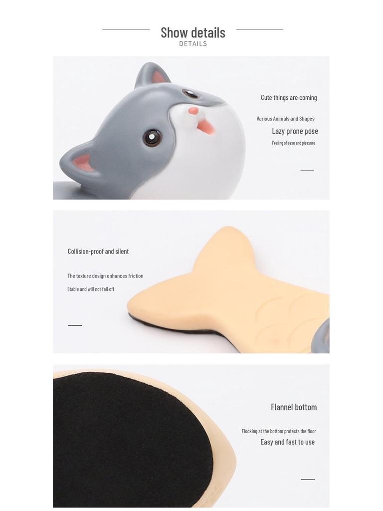Cute Animal Resin Door Stopper: Creative Anti-Collision Door Blocker Ornament for Living Rooms