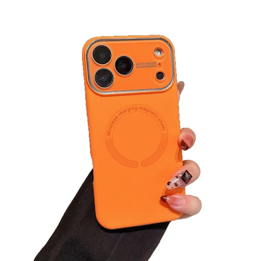 Second Chance Liquid Silicone Magnetic Orange Case for Apple 16 Pro Max with Lens Film