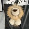 Cute Real Rex Rabbit Fur Simba Lion Bag Charm Car Key Charm Metal Ring Ornaments Kids Birthday Gift 240112