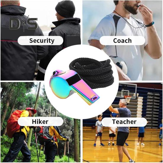 1Pc/2Pcs Sports Whistle Stainless Steel Whistle with Lanyard Loud Crisp Sound Whistle for Coaches Referee Official