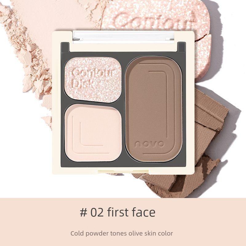 Novo Highlight Contour Compact Makeup Palette Matte Highlight Nature Brightening Three-Color Repair Shadow Three-Dimensional Nose Bridge Nose Shadow