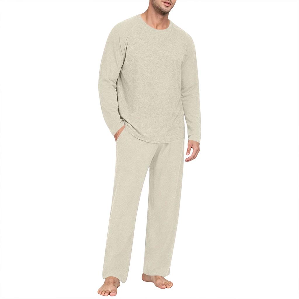 Men's Long Sleeve Pajama Set for Sleep and Loungewear - Soft Comfortable Two-Piece Sleepwear