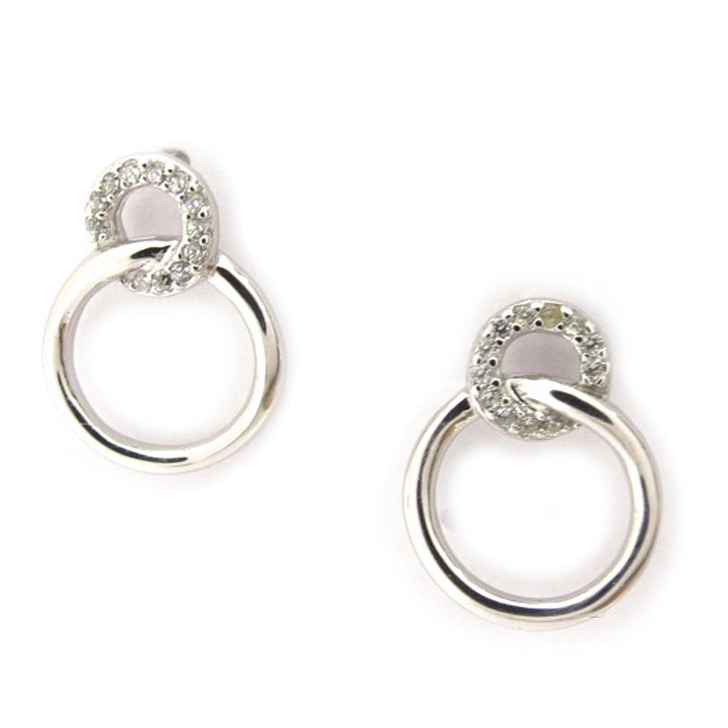 Les Trésors De Lily [K6659] - Cercei din argint „Zeiță” argintiu-alb (placați cu rodiu) - 13x10 mm (cercuri)