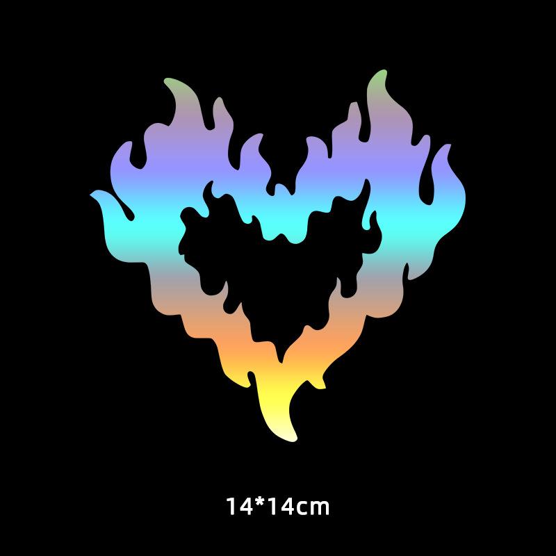 Flame Heart Car Stickers With Waterproof Sun Resistant Perfect For Car Window Laptop Wall Decoration