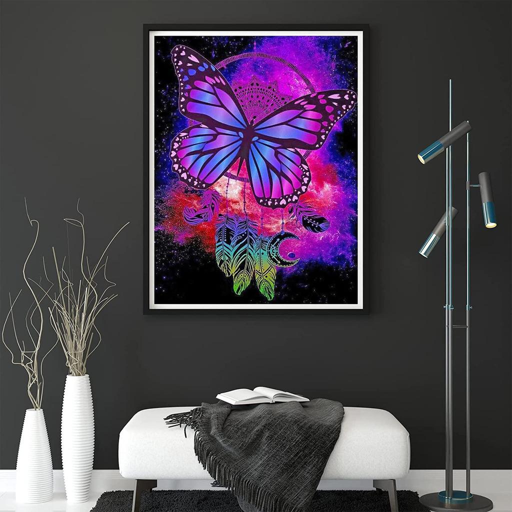 5D Diy Diamond Painting Pink Butterfly Cross Stitch Set Full Diamond Embroidery Mosaic Art Picture of Rhinestones Decor Gift