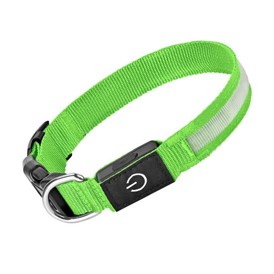 

Світловідбиваючий нашийник для собаки, що перезаряджається, 3 режими світла, регульований, для безпеки вночі, вечірніх прогулянок M зелений
