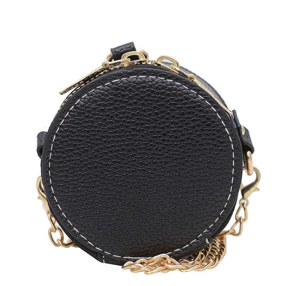 Elegant Chain Small Round Pouch Anti-splash Water Vintage Lipstick Hanging Neck Bag Mini Solid Color Detachable Coin Purse