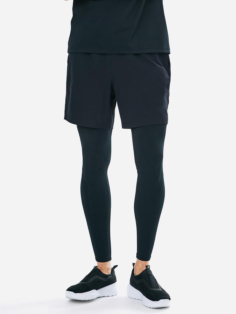BARREL Men Essentials Cropped-Length Leggings Shorts Black (B5Smwlp102Blk)