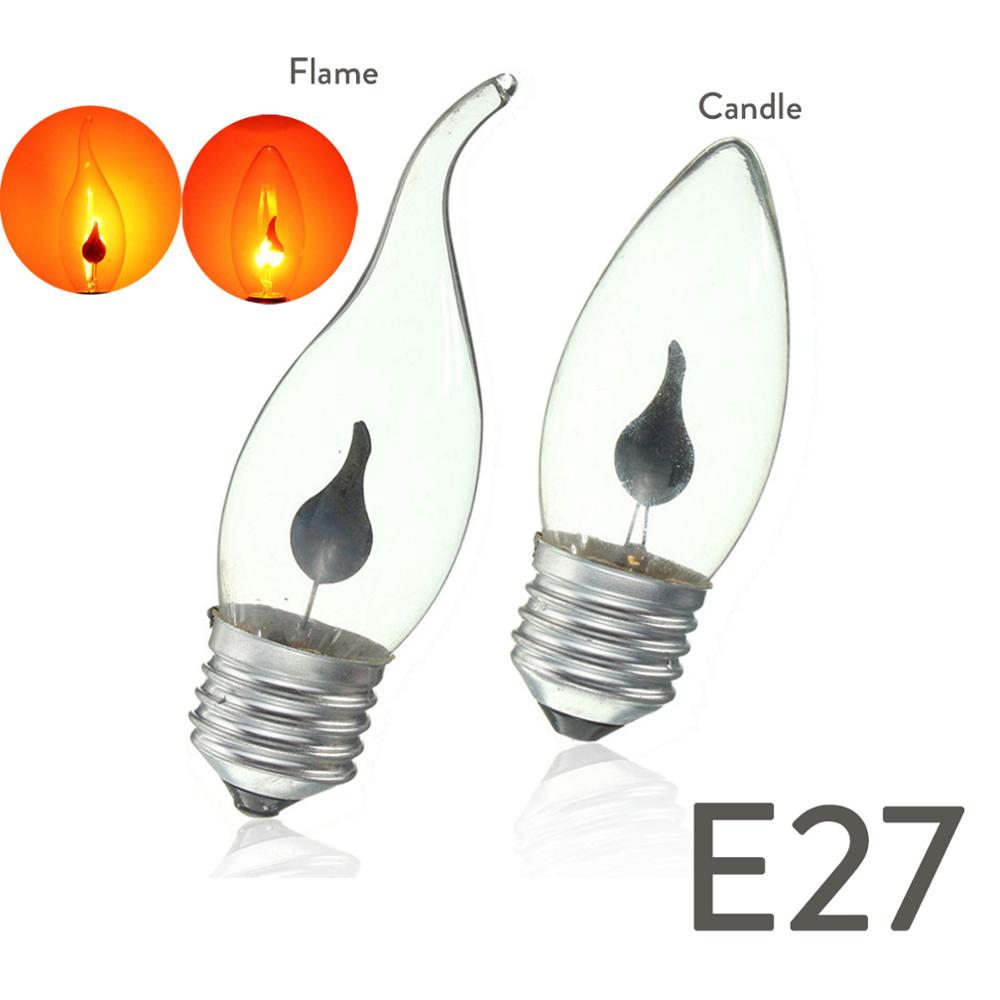 LED Flame Tip Candle Simulated Nature Fire Flickering Light E14 E27 3W Filament Bulb Vintage Bar Pub Home Decor Lamp 220V