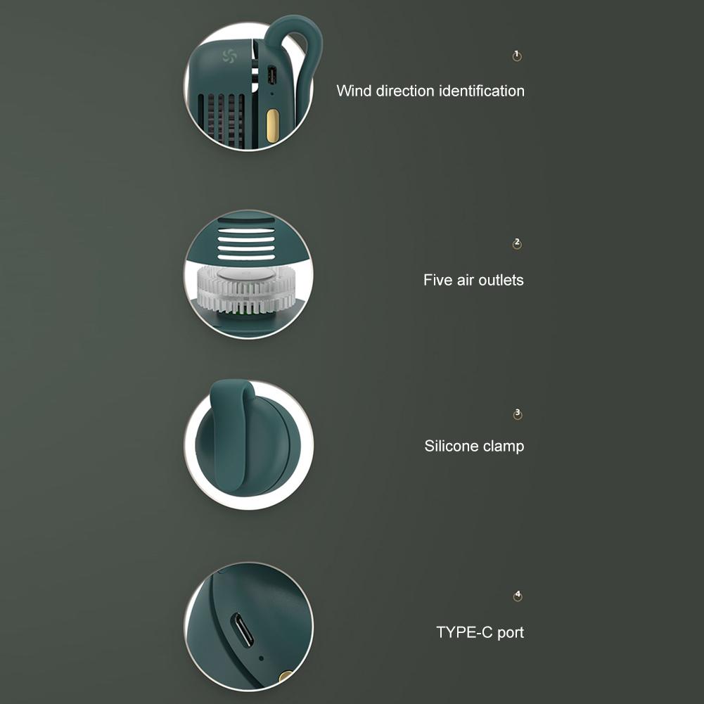 Portable Handheld Fan USB-C Rechargeable Electric Desktop Fan 360°Adjustable Strong Wind Bladeless Fan for Outdoor Sports