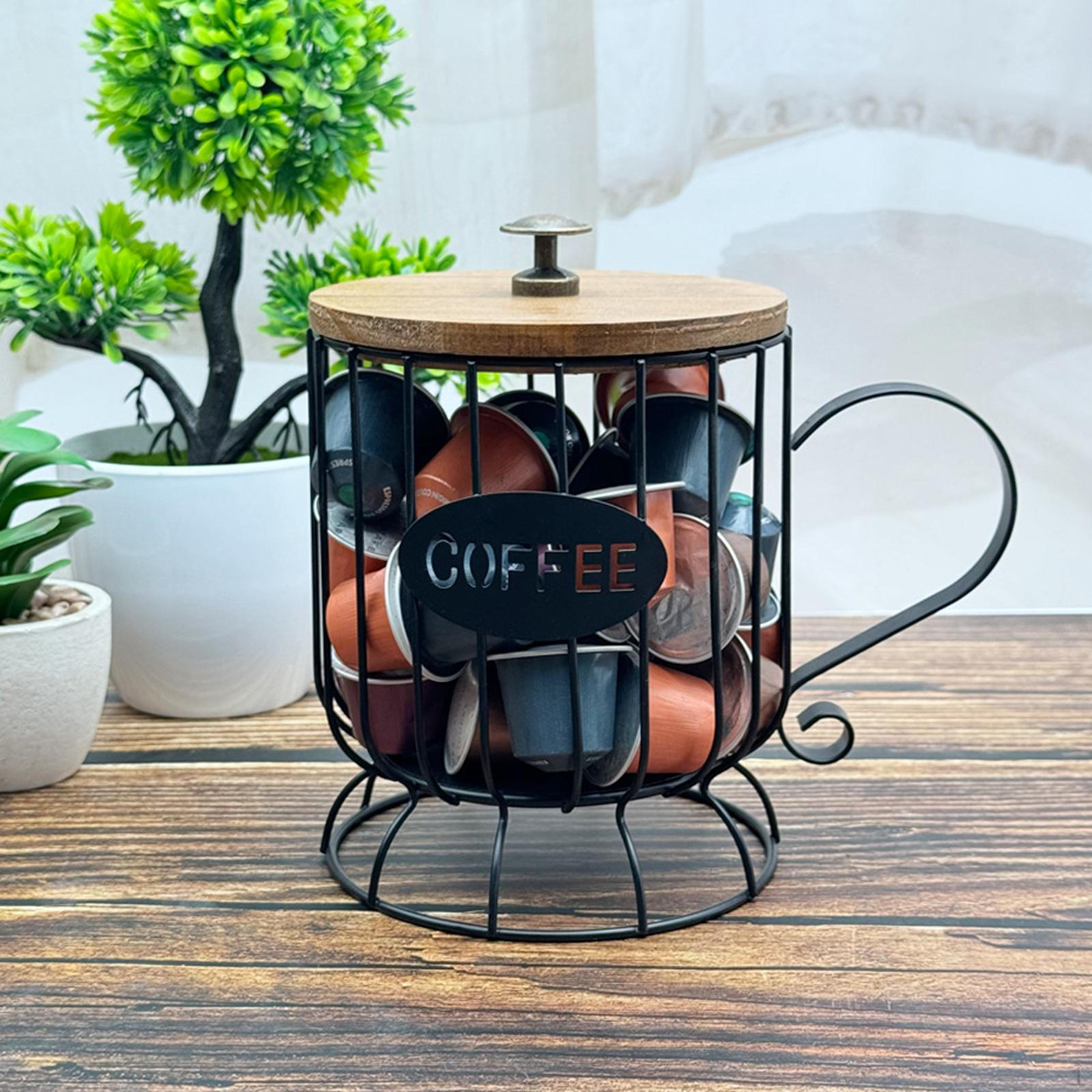 

Держатель для кофейных капсул, контейнер-клеточка, круглый декоративный железный деревенский контейнер для хранения, чашка для ресторана S чёрный