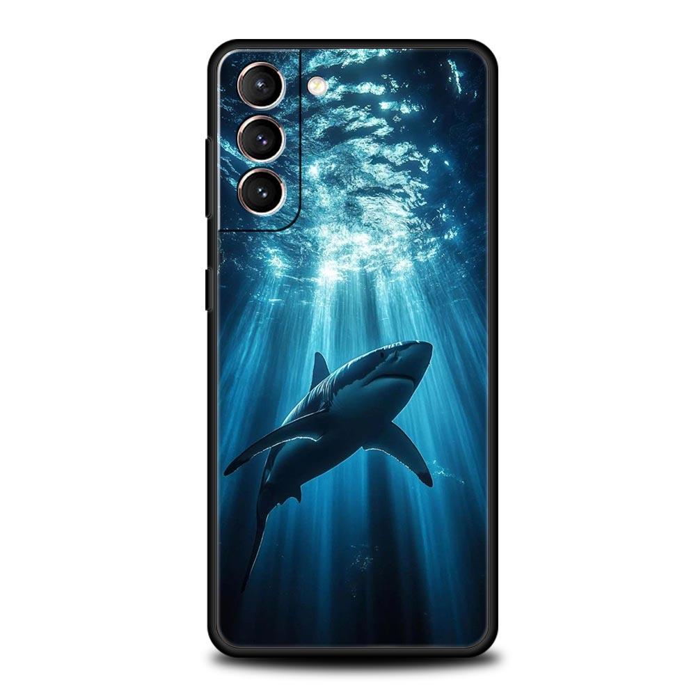 Phone Case For Samsung Galaxy S25 Edge S24 S23 S22 S21 Ultra S20 FE 5G S10 S10E S9 Plus Soft TPU Cover Shark