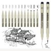 12Pcs/Set Drawing Pens Marker Pen Manga Lettering Pens Art Sketch Journaling Watercolor School Supplies Stationery Gifts