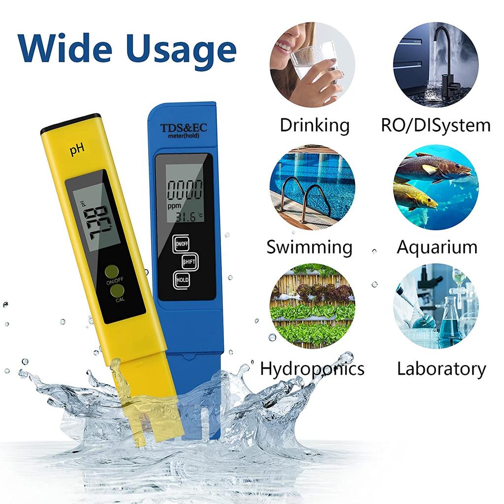 TDS Meter Digitaler Wassertester Digital 0-14 PH Meter Tester 0-9990ppm TDS&EC LCD Wasserreinheit PPM Aquariumfilter mit Batterien