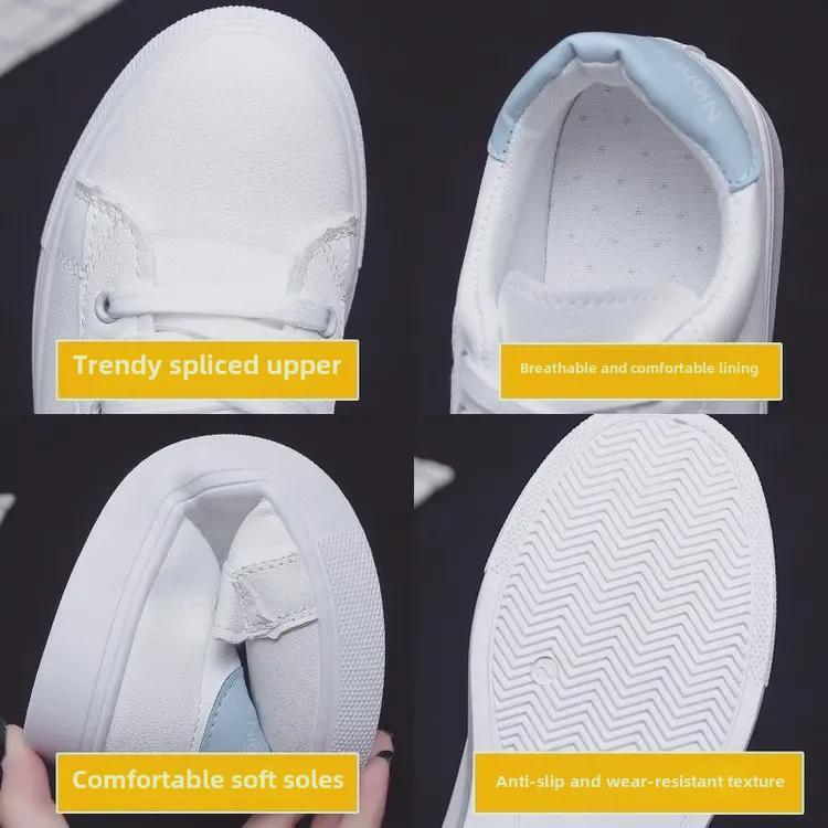 2022 New Women's Sports Leather White Shoes - Spring, Summer, and Autumn All-Match Casual Running Shoes for Students