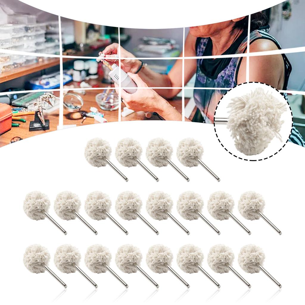 Rotary Tool Wool Polishing Accessories 20pcs for Grinding Buffing Metal Plastic Jewelry Jade Gem Olives Walnut Amber Stone