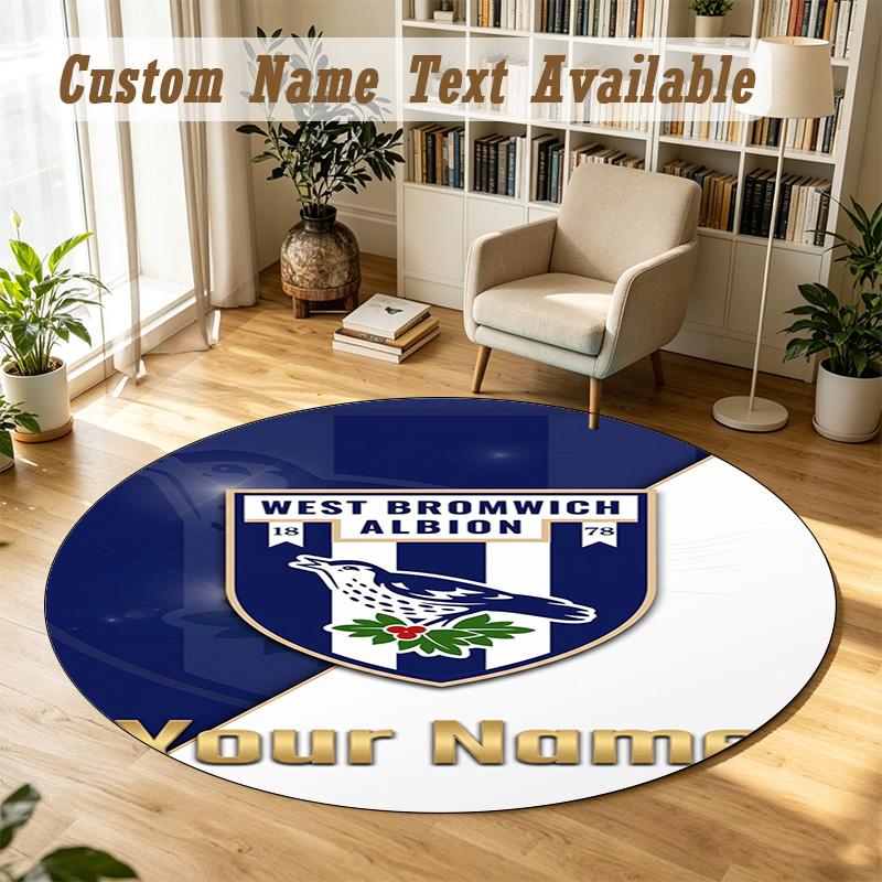 Round Rug Custom NameWest Bromwich Albion FC Pattern Non Slip Carpet Home Floor Decor