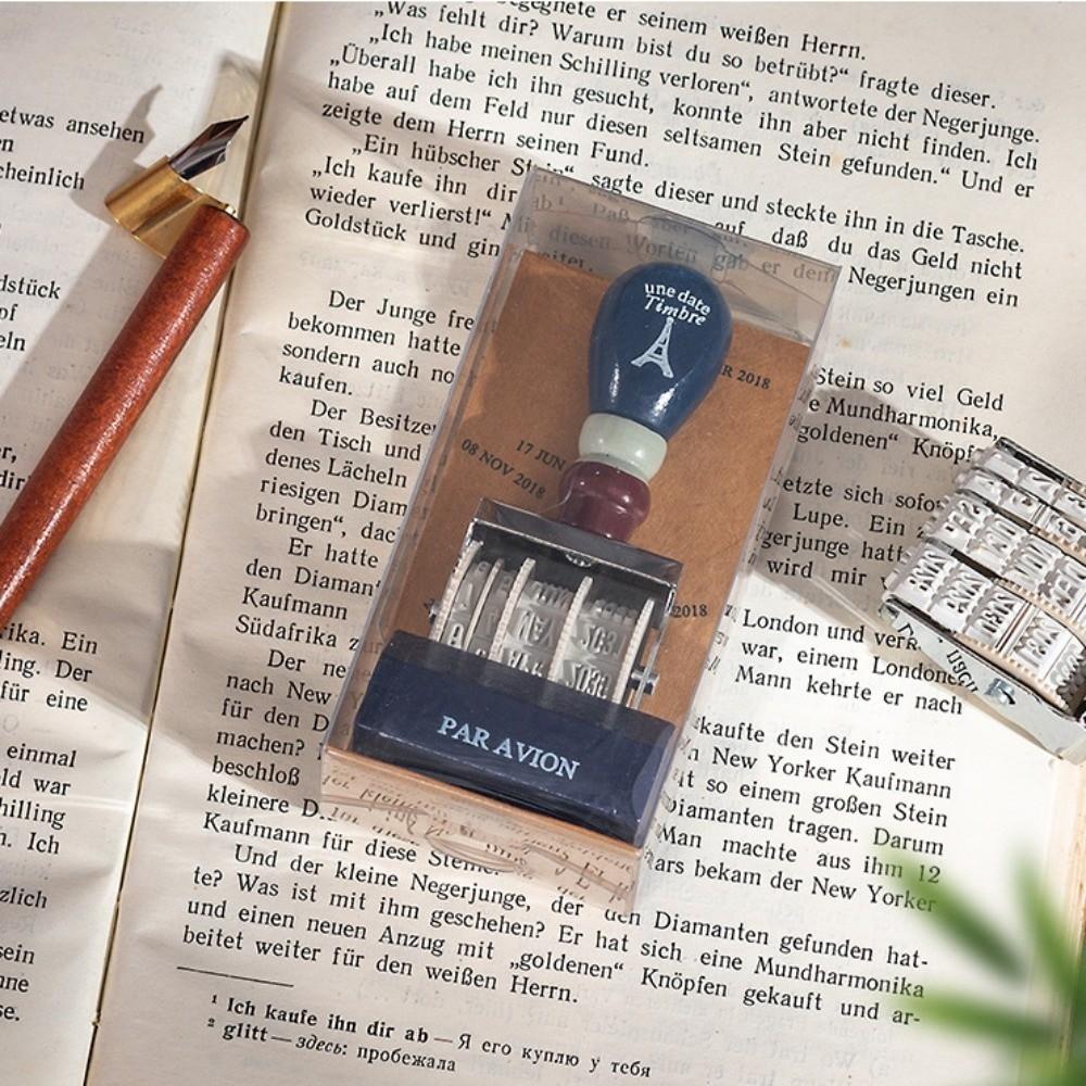 Retro Wooden Roller Date Seal 2 Styles Adjustable Date Adjustable Year Month Day Stamp Wooden Handle Roller Design