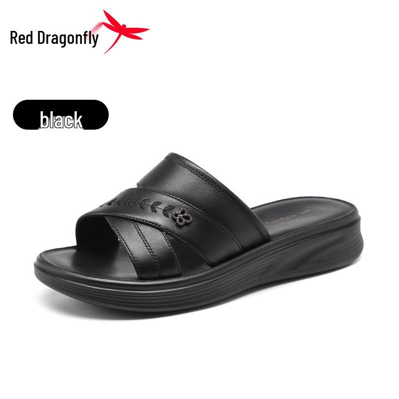 Red Dragonfly Women s Genuine Leather Platform Flip-Flops - Summer 2026 Outdoor Sandals Size 40