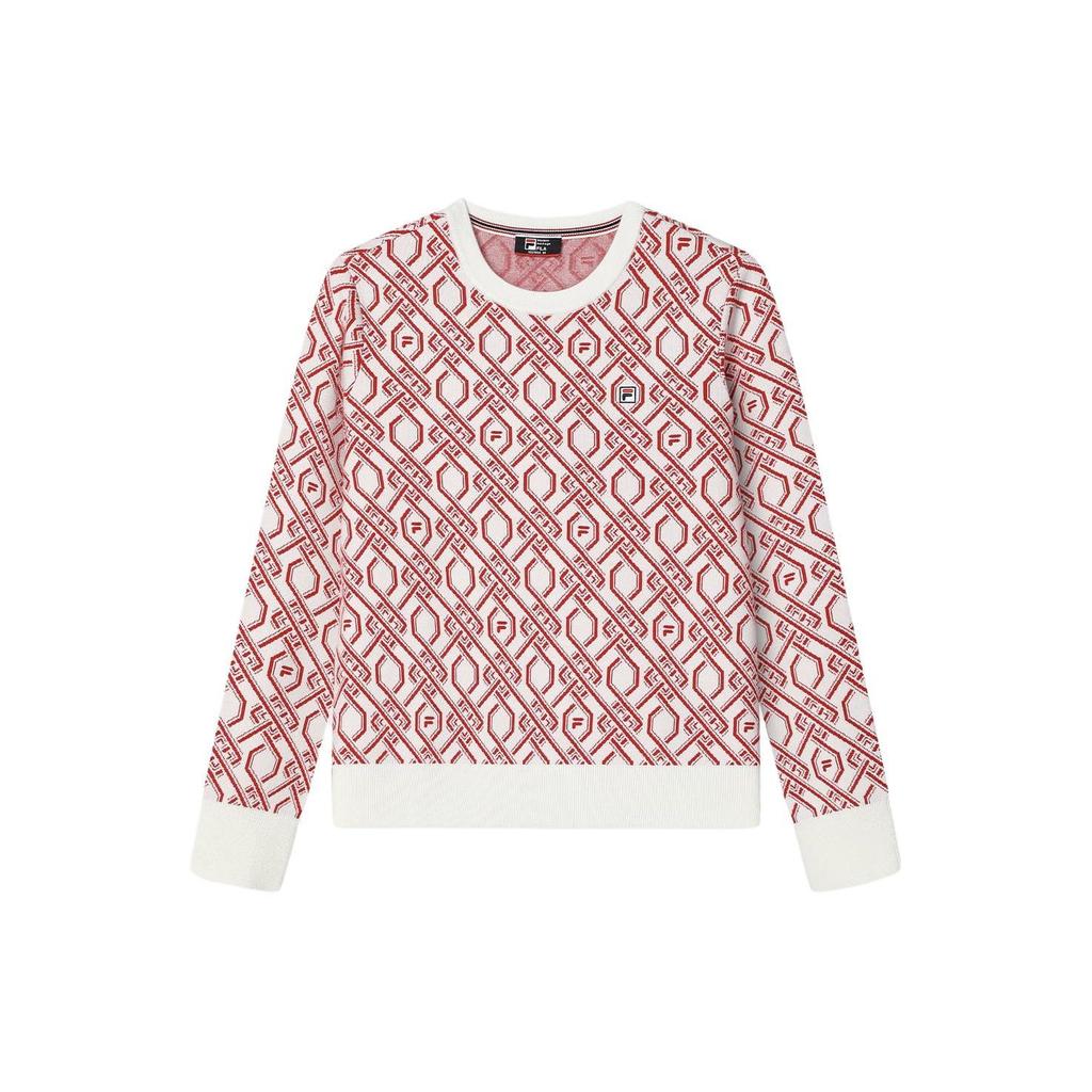 Fila Full Print Crew Neck Pullover Sweater Women sweater Legendary-Red F11W411401F-RD