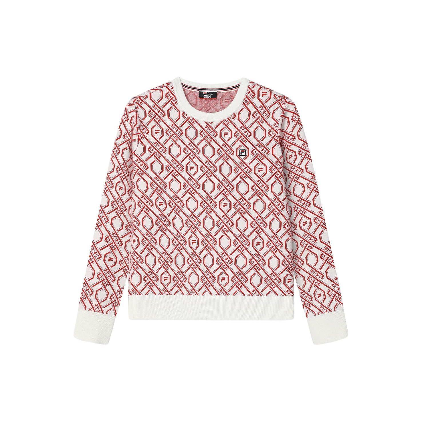 

Fila Full Print Crew Neck Pullover Sweater Women sweater Legendary-Red F11W411401F-RD L