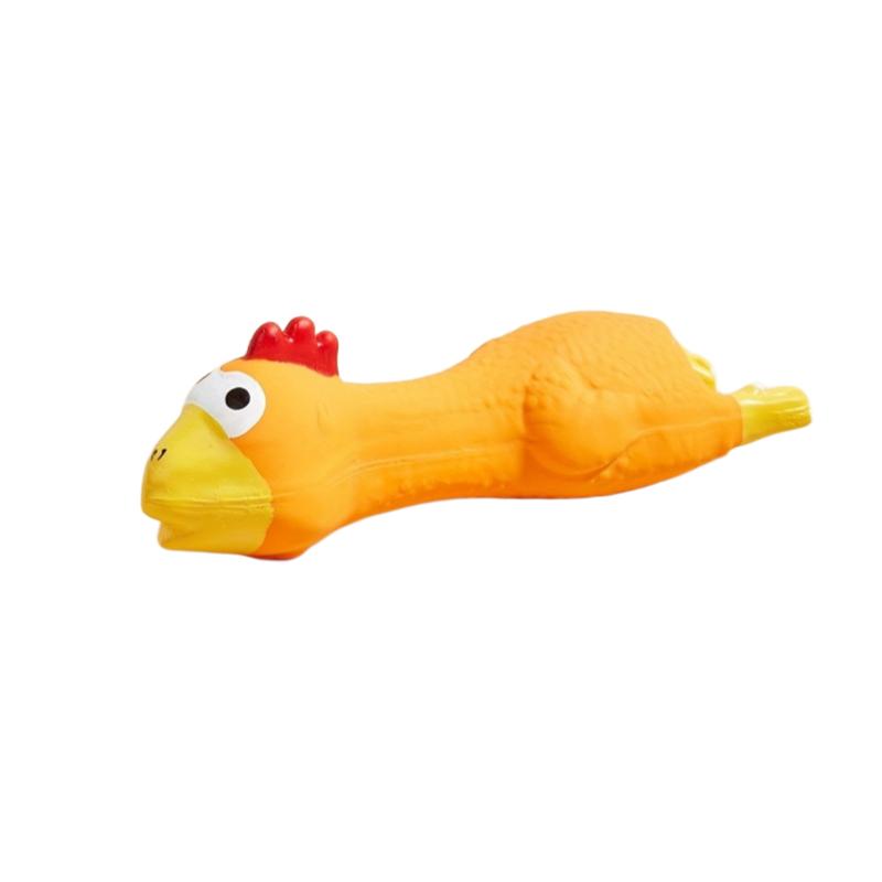 Funny Orange Chicken Squeaky Dog Toy, Durable Latex Chew Toy for Dogs, Interactive Puppy Teething Toy