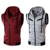 Fashion Men Sleeveless Zipper Hooded Vest Casual Top for Fitness Gym Sports