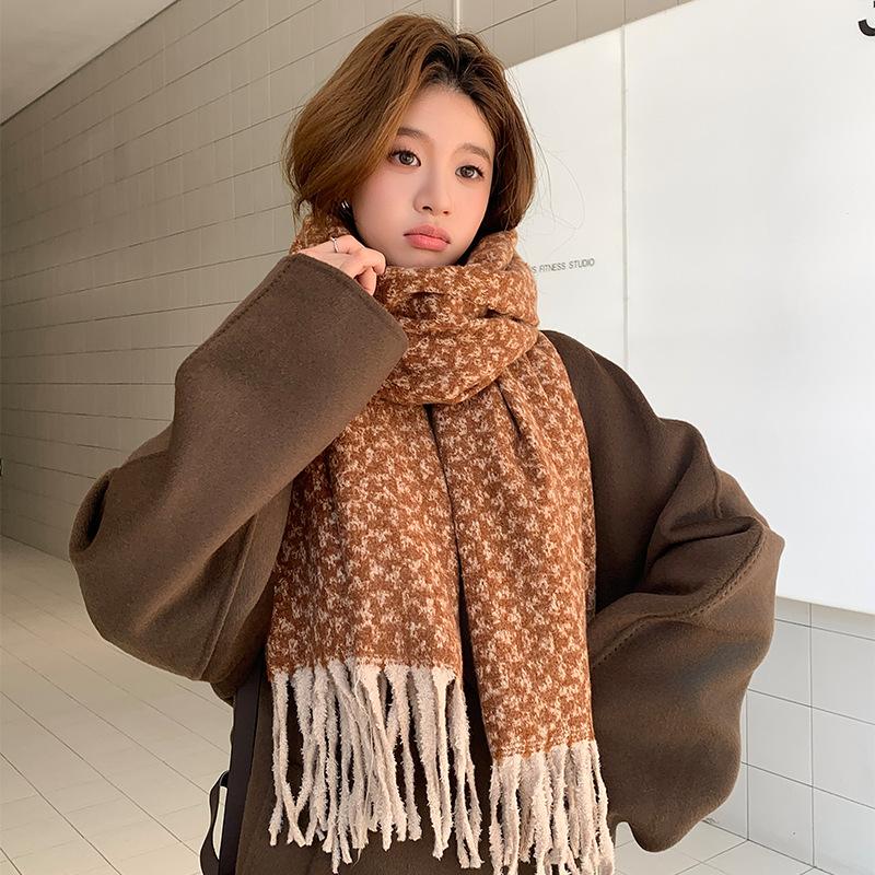 2025 Korean imitation cashmere scarf women's autumn and winter high-end warm shawl cute versatile plaid scarf