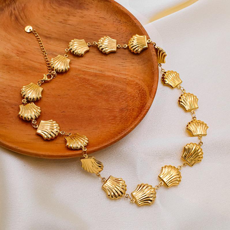 Fashion Shell Seaside Summer Titanium Steel Jewelry Earrings Bracelet Necklace Temperament Women Do Not Fade Stainless Steel