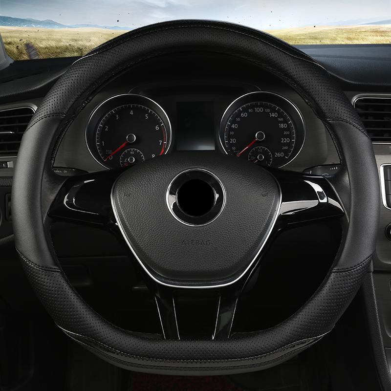DERMAY Car Steering Wheel Cover PU Leather for VW Golf Polo Passat Bora Touran UP! Tiguan Jetta Beetle Teramont Auto