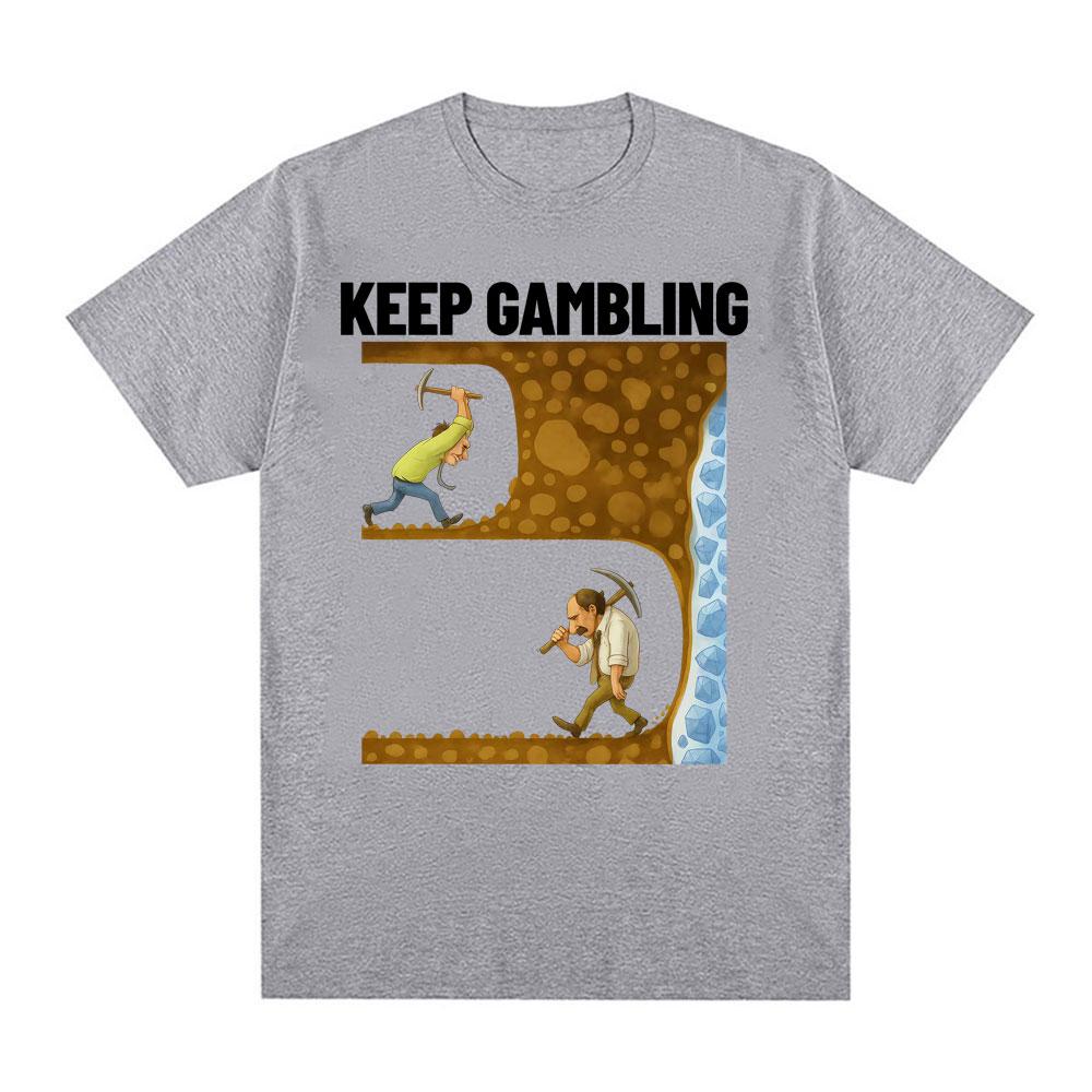 Fun Tshirt Womens Retro Gothic Style Shortsleeved Tshirt Printed with Keep Gambling Savage Graphic T Shirts Personality