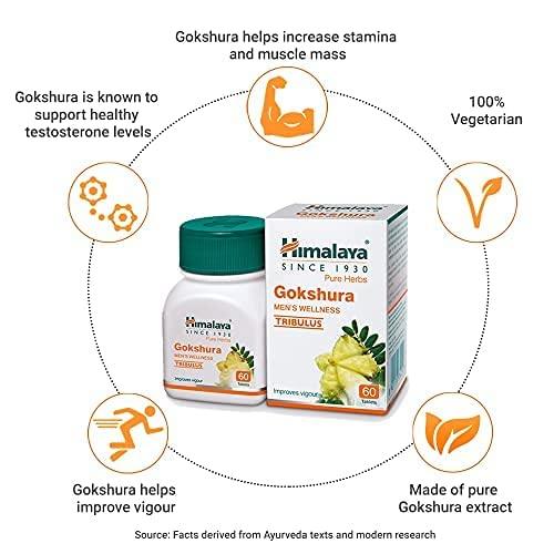Himalaya Herbals 3 x Gokshura Tablets for Strength & Stamina Support – 60 Count Each – Plant-Based Performance Booster - Total 180 Tablets