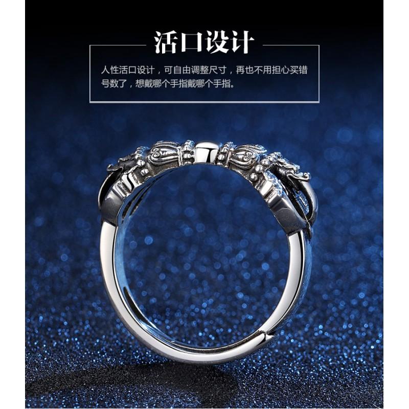 Verstellbarer Vintage Tibetischer Dorje Ring Herren Damen Beschichtet Offener Band Bohemian Schmuck