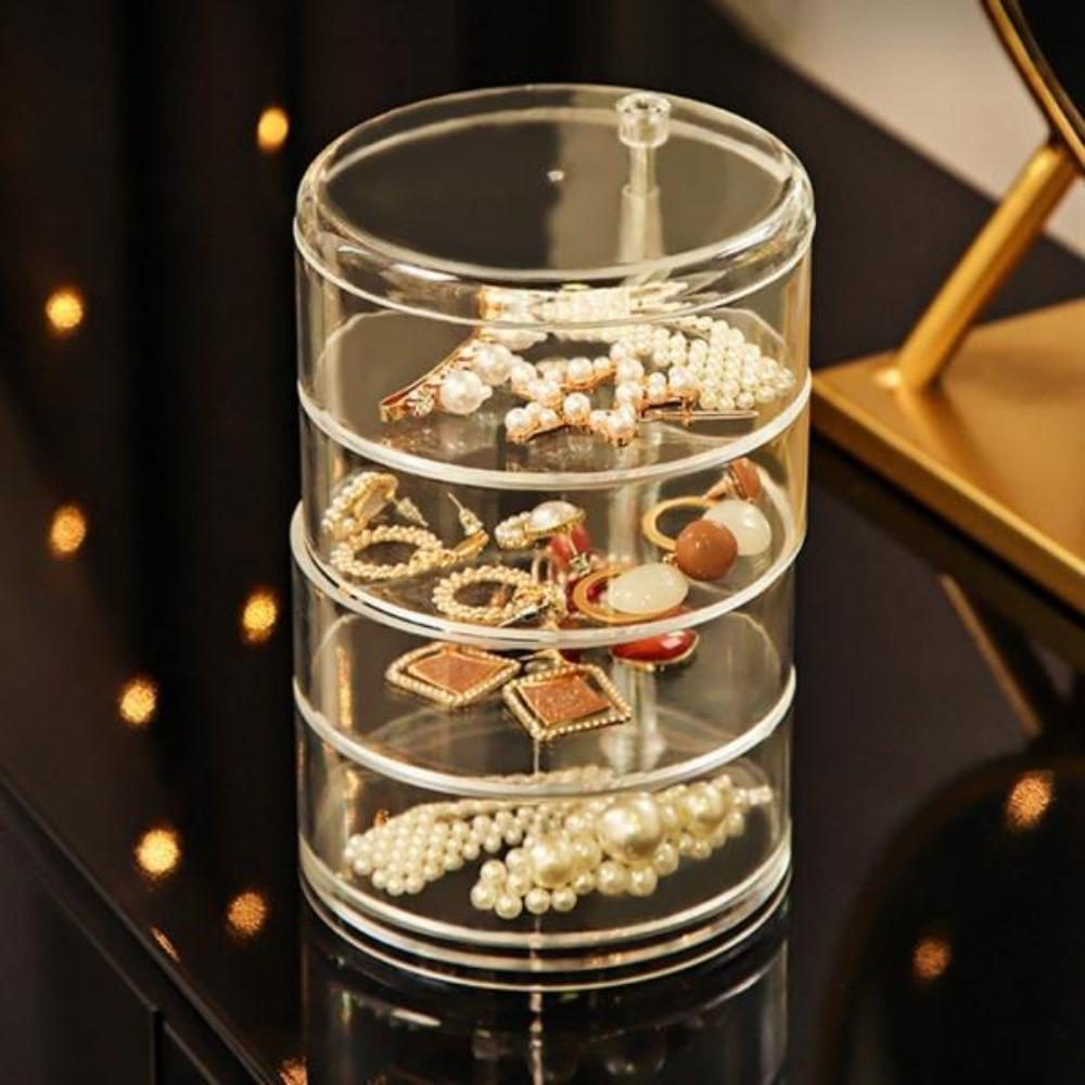 Women Jewelry Hair Accessories Storage Box Hair Tie Container Small Jewelry Box Multi-Layer Storage Box Hair Container Rotatable Storage Box Drawer