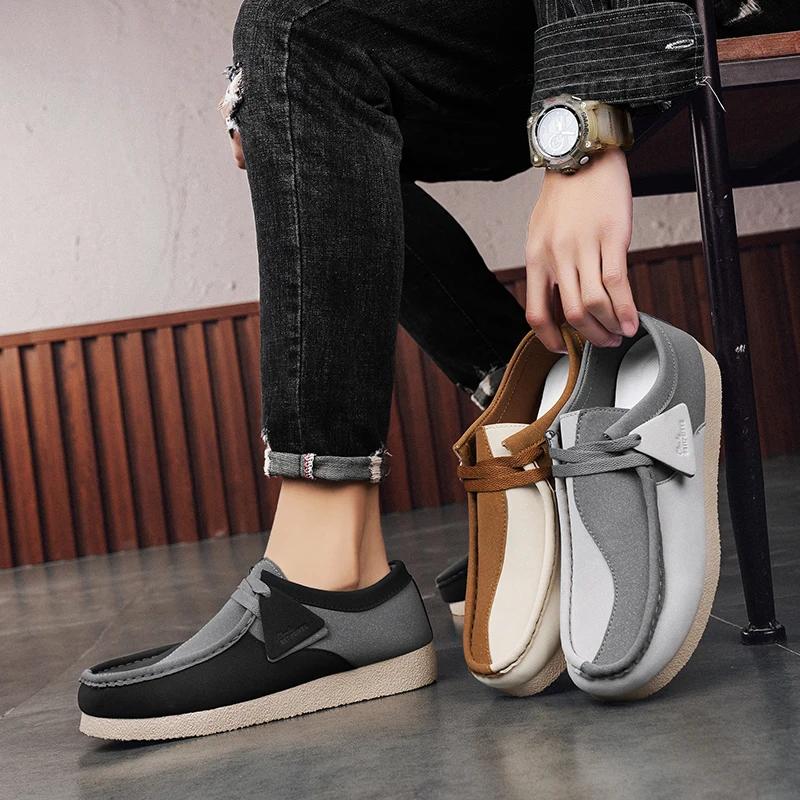 New Arrival Vintage Casual Shoes for Men Luxury Slip On Suede Sneakers Men Comfortable Walking Mens Boat Shoes chaussures homme