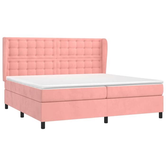 VidaXL Divan Bed with Mattress Pink 200x200 Cm Velvet - Model 3129476