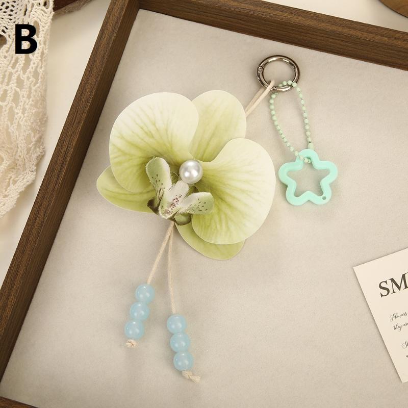 Simulation Flower Orchid Lily Keychain Backpack Decoration Colorful Flower Bag Pendant Butterfly Orchid Keychain