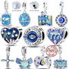 Charms Original 925 Silver Blue Van Gogh Star Beads Fit Bracelet Pendant DIY For Women Fine Jewelry
