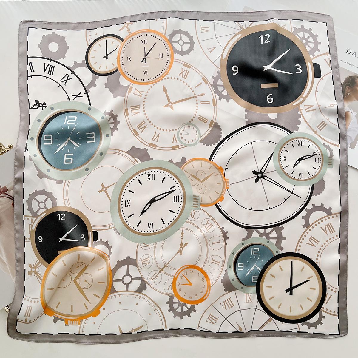 

Летний универсальный узор будильника женский профессиональный шарф декоративная повязка на голову сумка шелковый шарф легкий шелковый шарф 66cm